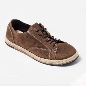 Men Leather Sneakers With Breathable Earthing Mix Nature Materials Sole