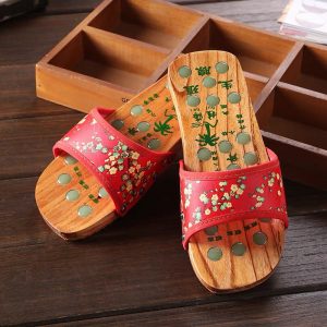 Jade Acupuncture Wood Slippers