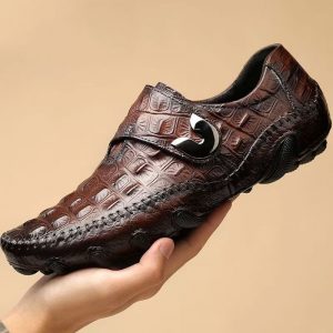 Men's Leather Crocodile Pattern Loafers