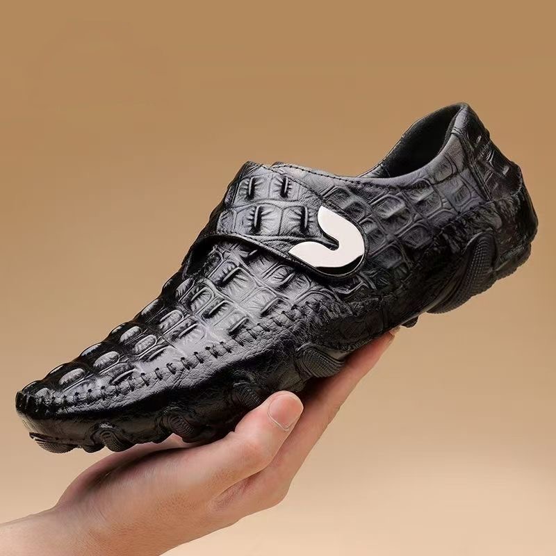 Men's Leather Crocodile Pattern Loafers - Image 5