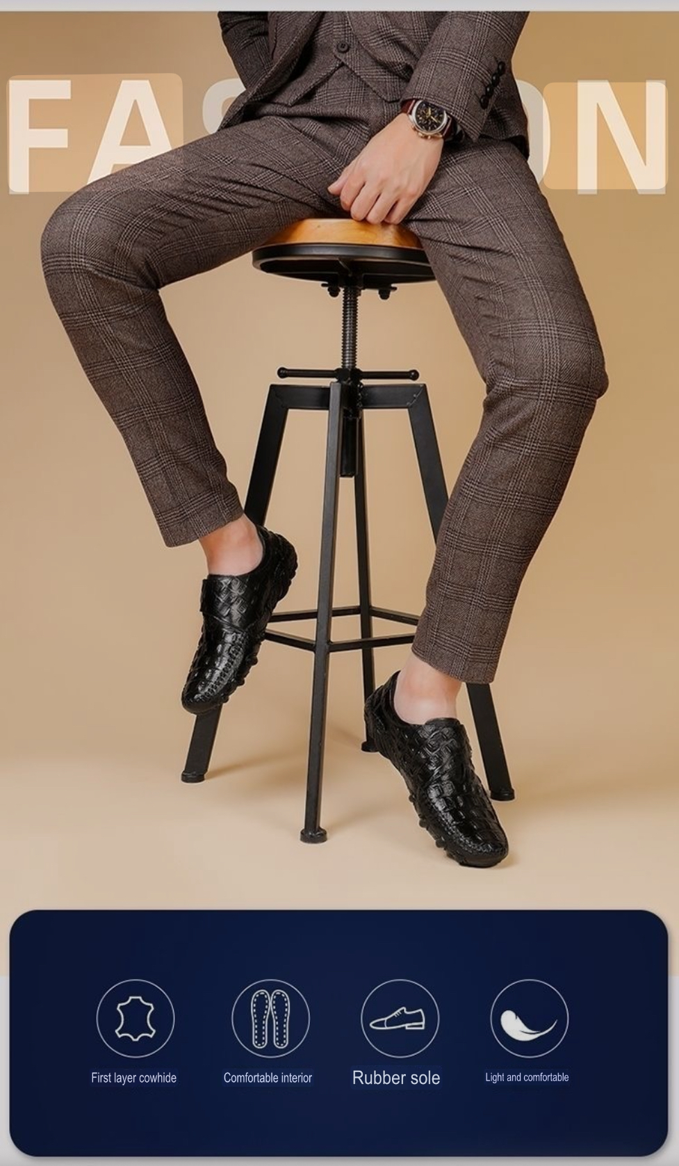 Men's Leather Crocodile Pattern Loafers - Image 8