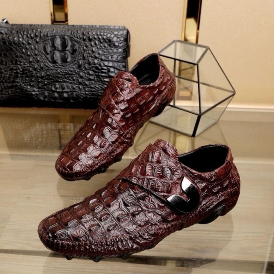 Men's Leather Crocodile Pattern Loafers - Image 2