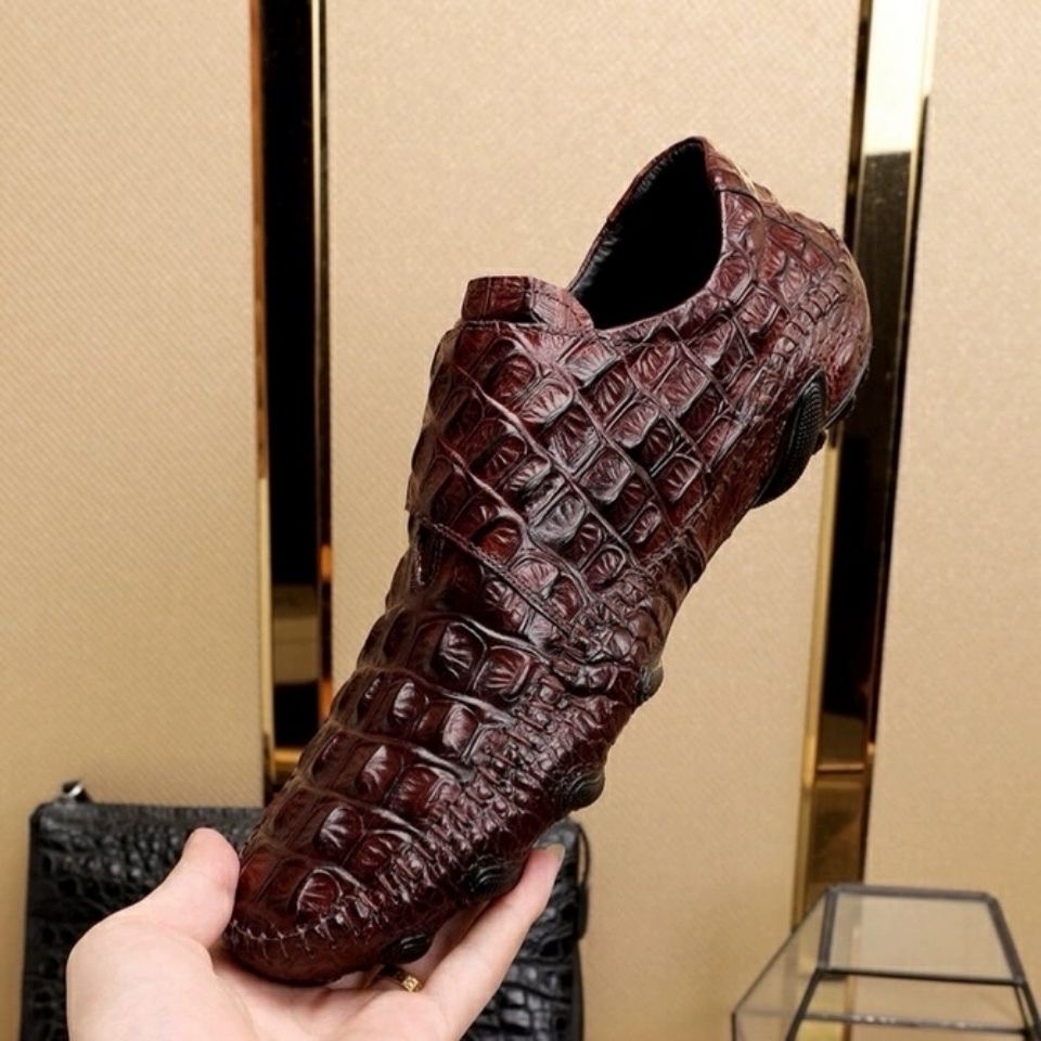 Men's Leather Crocodile Pattern Loafers - Image 4