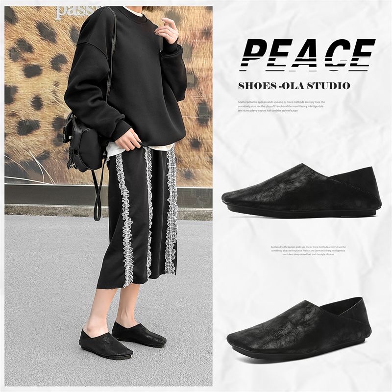 Unisex Casual Monk Style Black Leather Loafers - Image 6